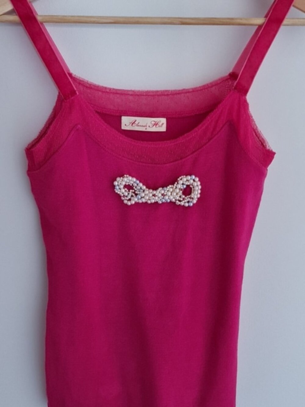 Alannah Hill Pink Jewel Bow Singlet Camisole Tank Top Shirt